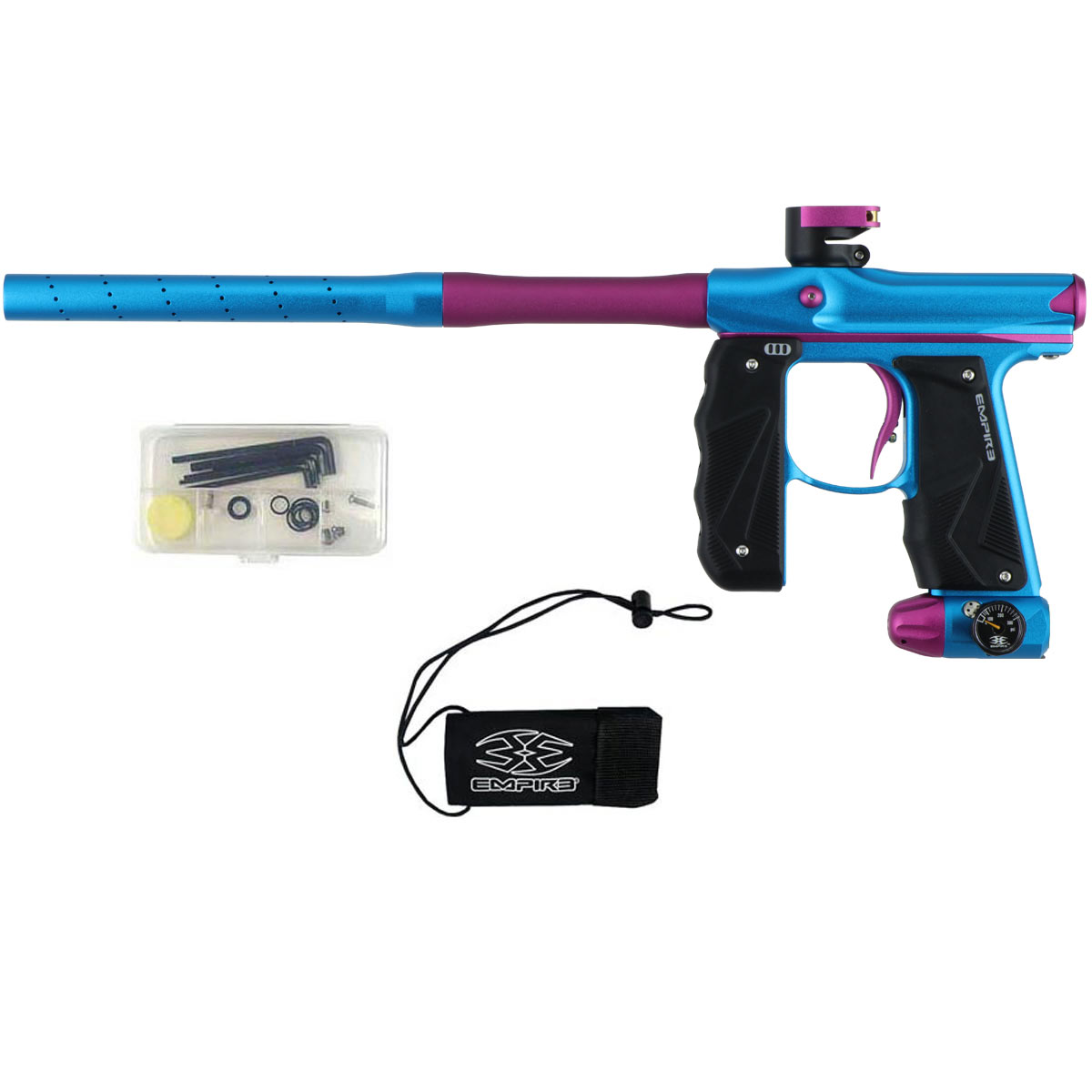 Empire Mini GS Paintball Marker Light Blue Pink Dust w 2 PC Barrel