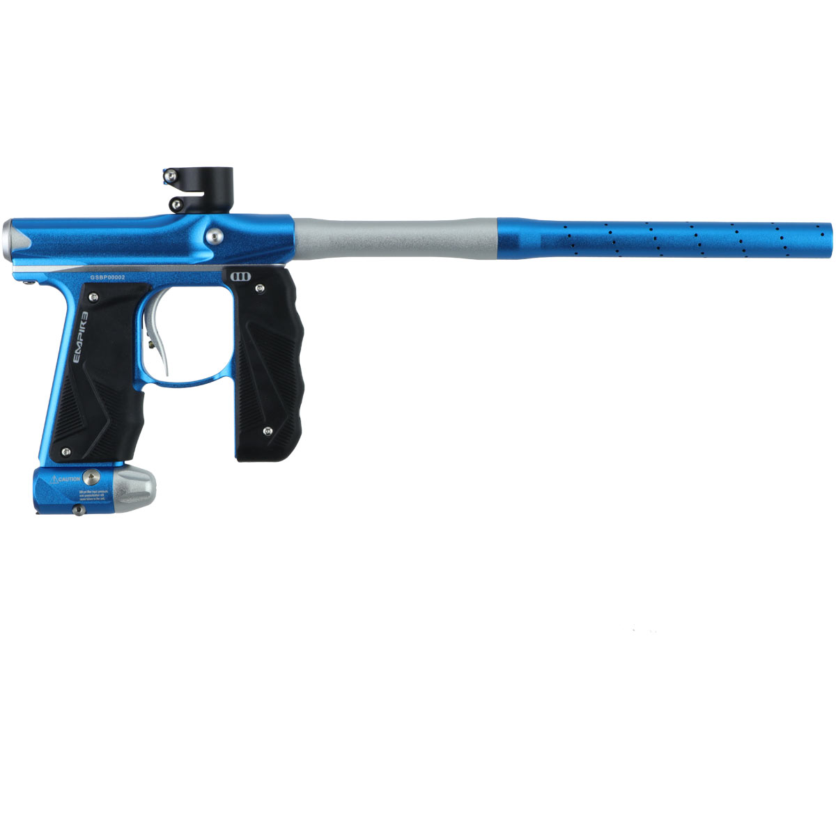 Empire Mini GS Paintball Marker Blue Silver Dust w 2 PC Barrel