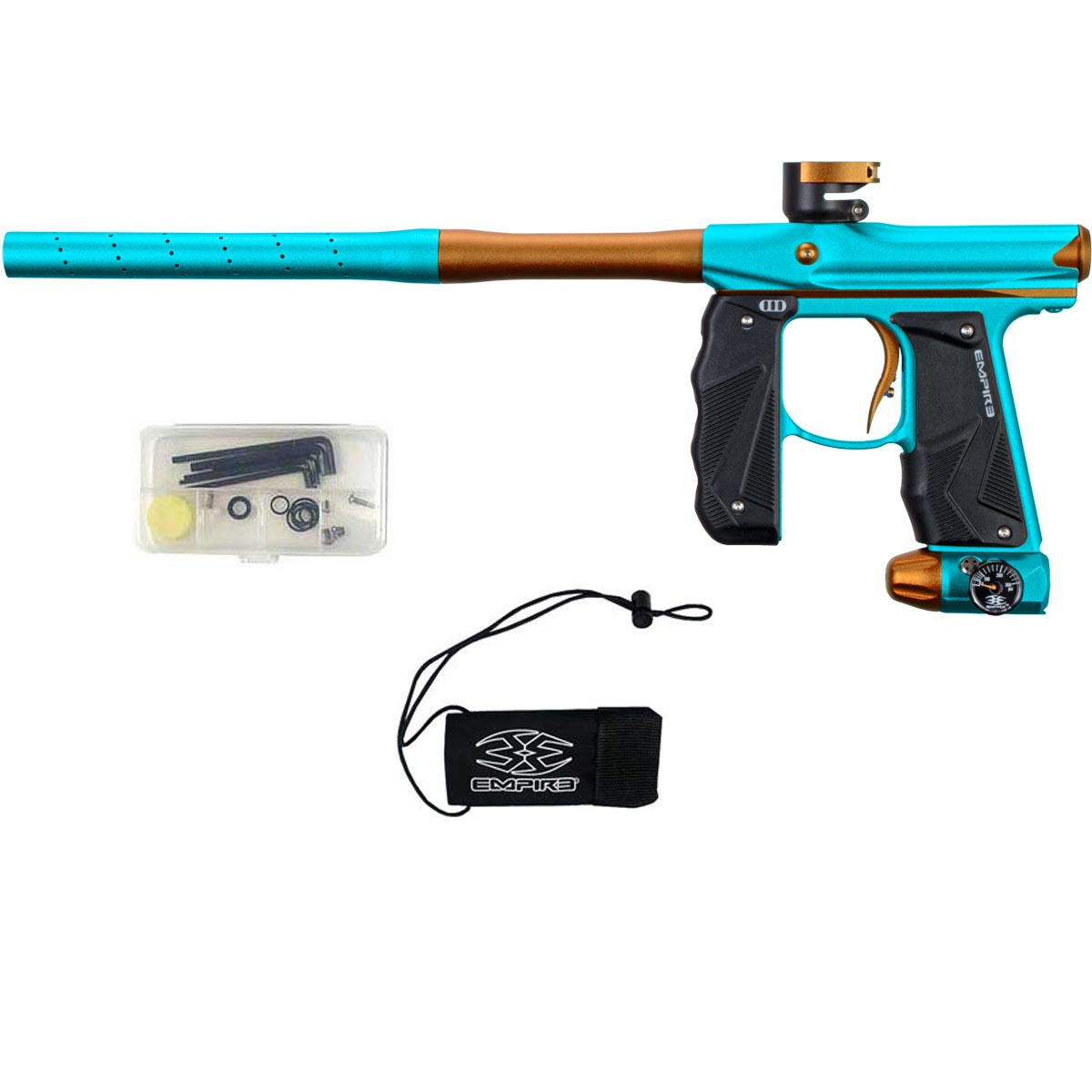 Empire Mini GS Paintball Marker Aqua Orange Dust w 2 PC Barrel