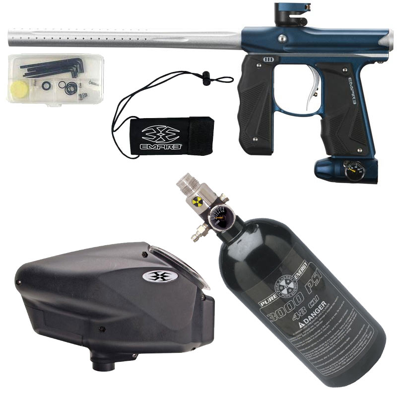 Empire Mini GS Paintball Gun Blue/ Silver Dust Package D