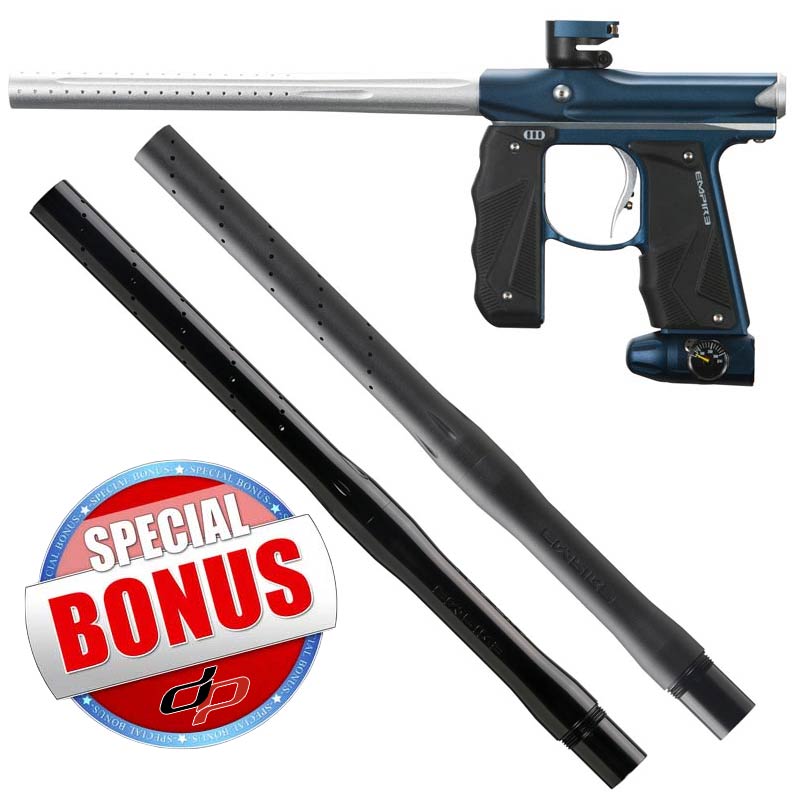 Empire Mini GS Paintball Gun Blue/ Silver Dust with FREE Empire Driver XX 2pc Barrel 14 Inch