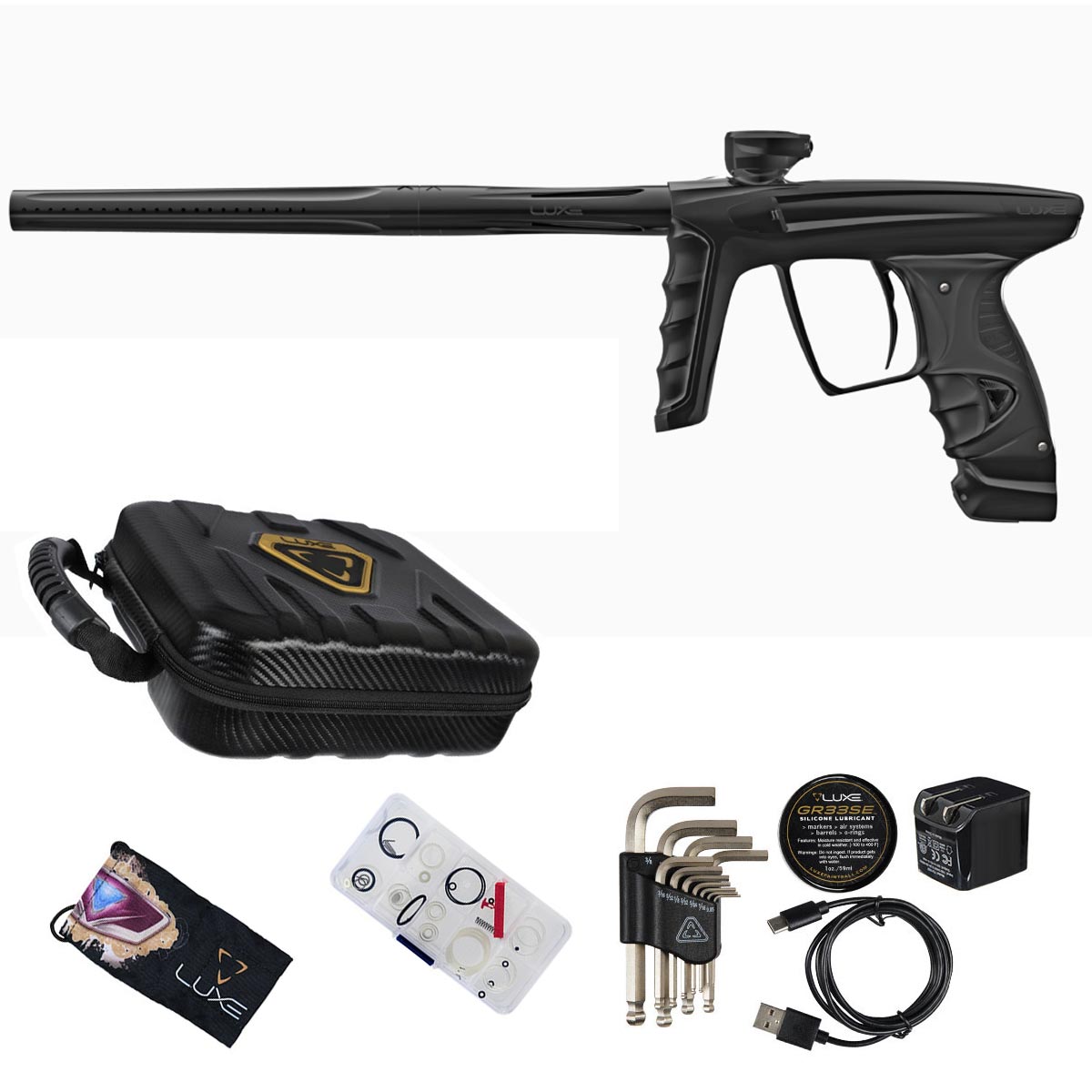 DLX Luxe X Paintball Gun Polished Black Polished Black Accents