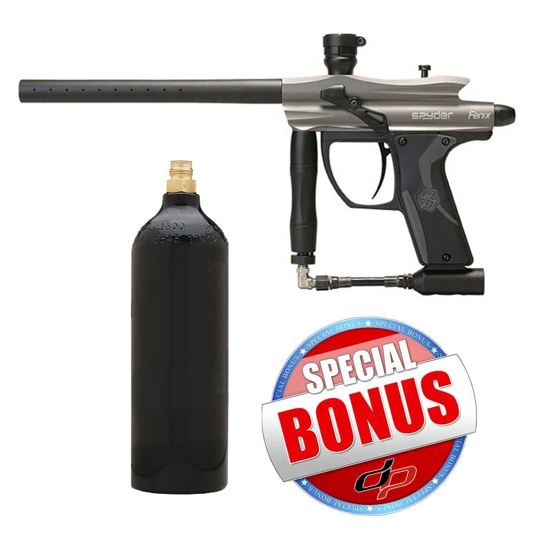 Kingman Spyder Fenix Paintball Gun Silver Grey with FREE 20 oz Co2 Tank