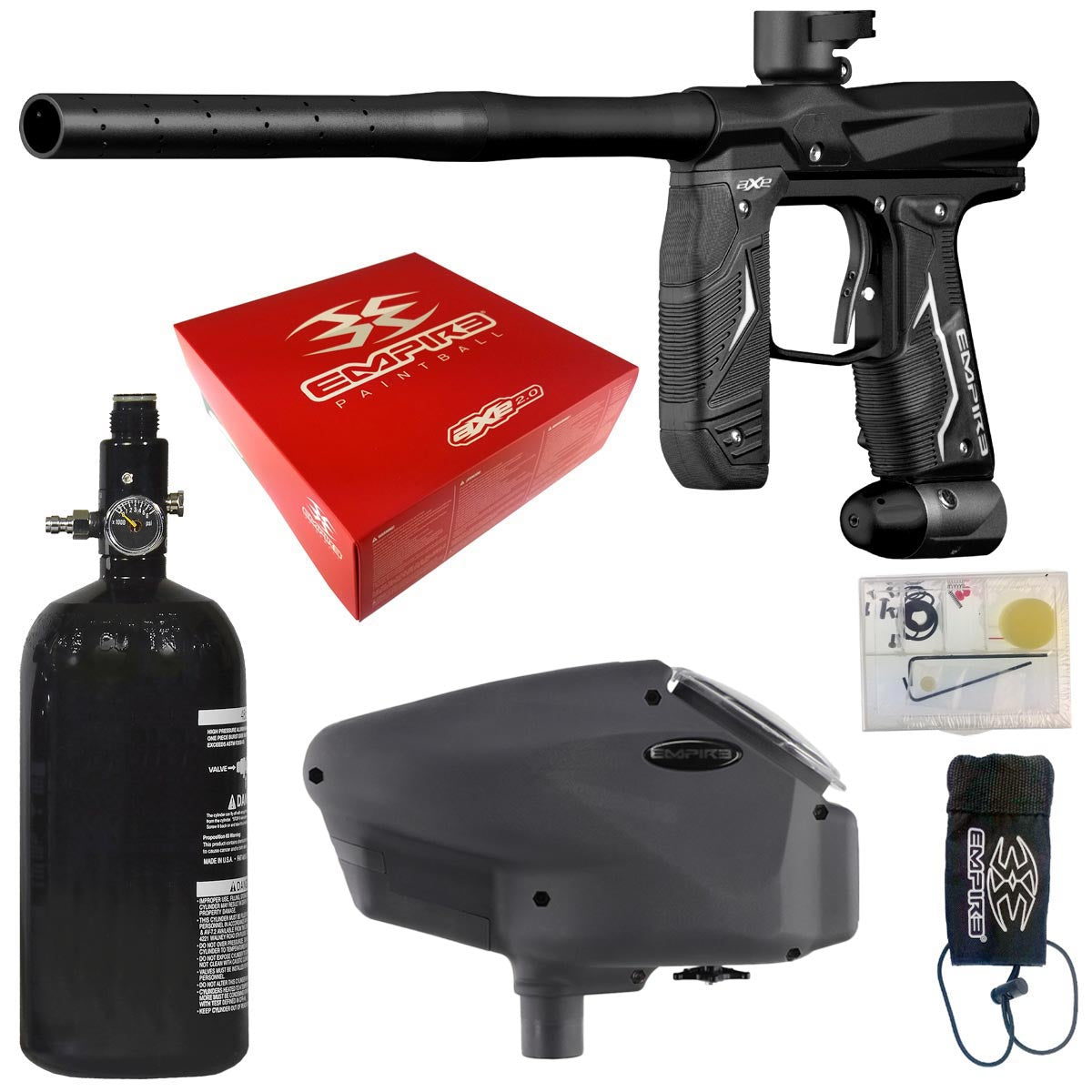 Empire Axe 2.0 Paintball Marker Dust Black Rookie Package