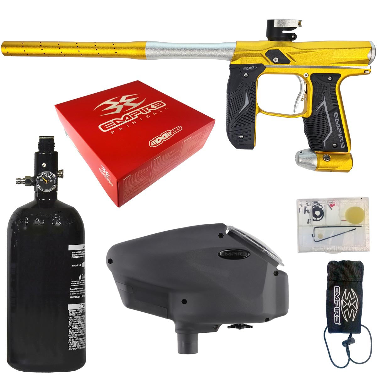 Empire Axe 2.0 Paintball Marker Dust Gold Dust Silver Rookie Package