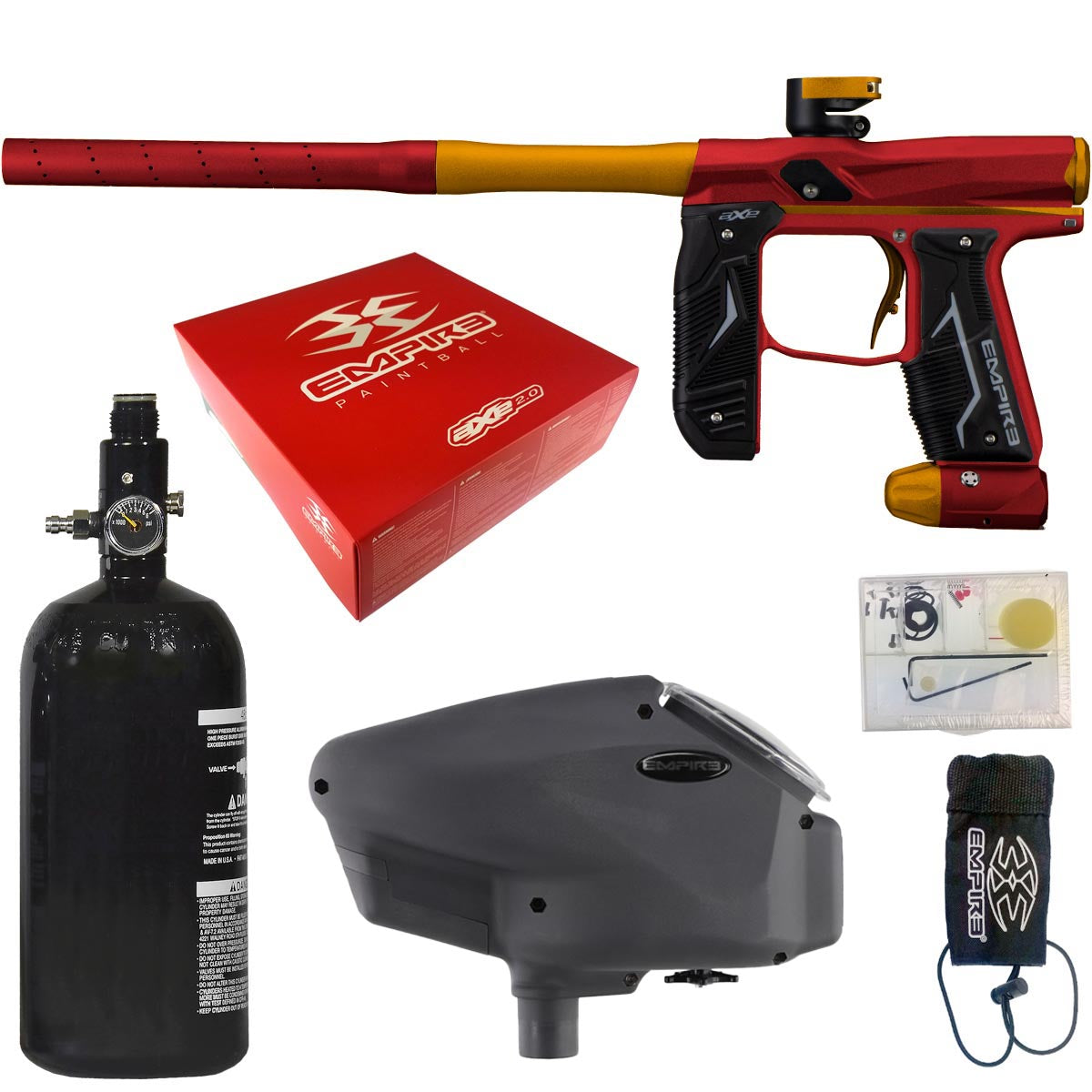 Empire Axe 2.0 Paintball Marker Dust Red Dust Orange Rookie Package