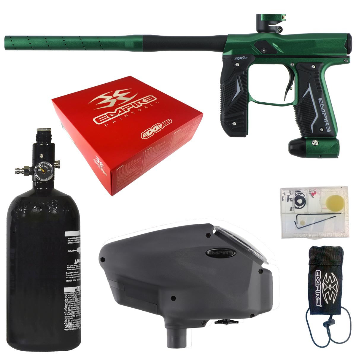 Empire Axe 2.0 Paintball Marker Dust Green Dust Black Rookie Package