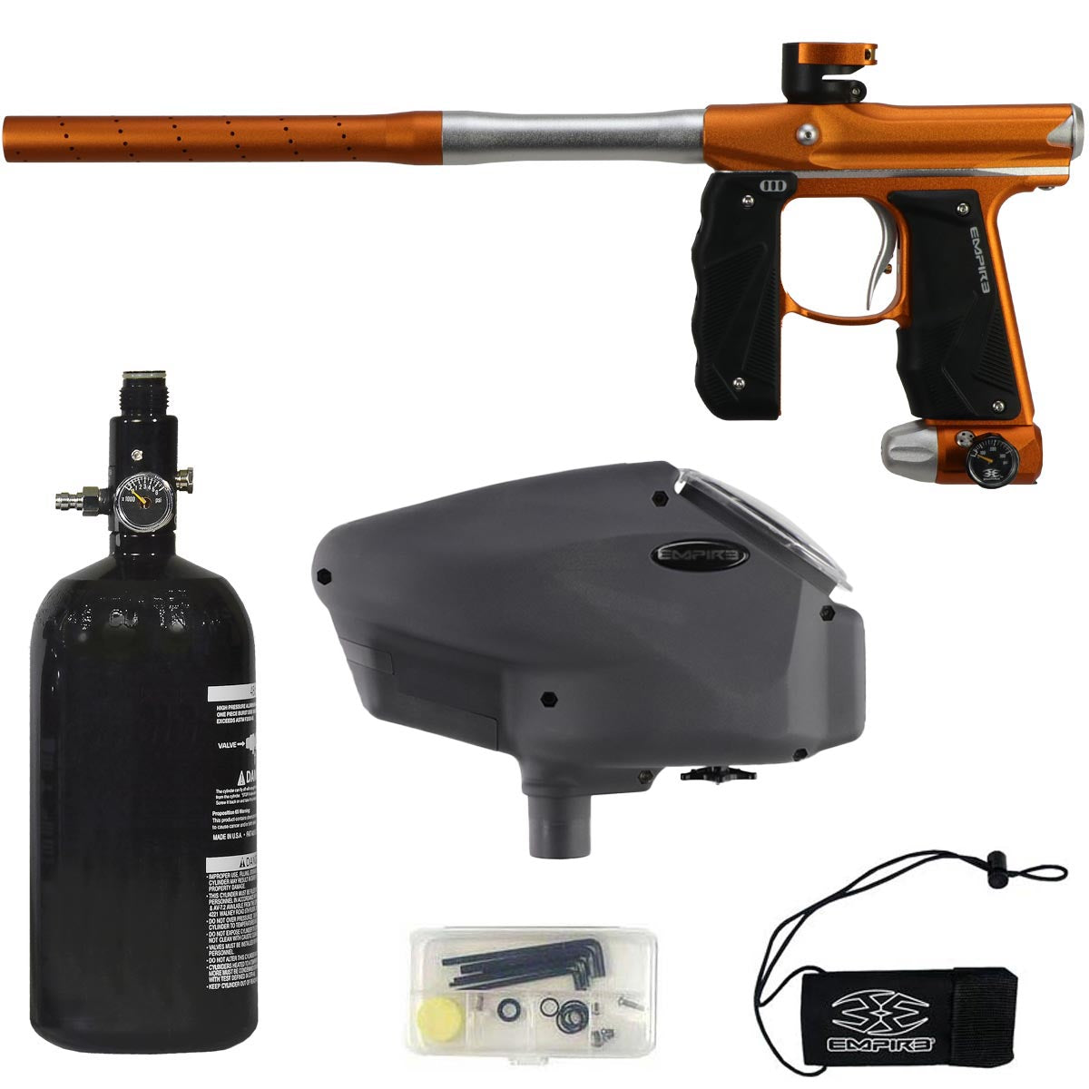 Empire Mini GS Paintball Marker Tangerine White Dust Rookie Package