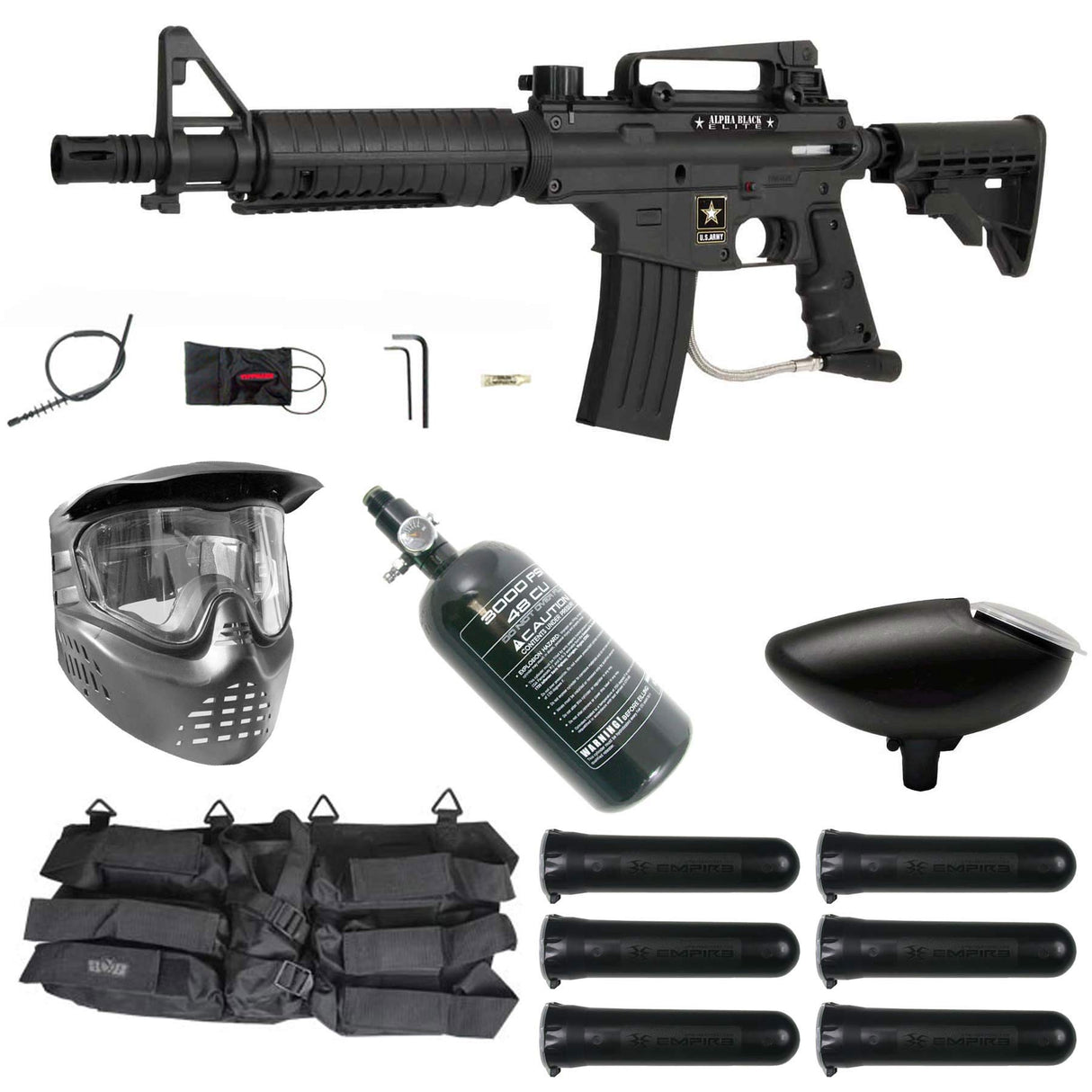 Tippmann US Army Alpha Black Elite Paintball Rookie Package