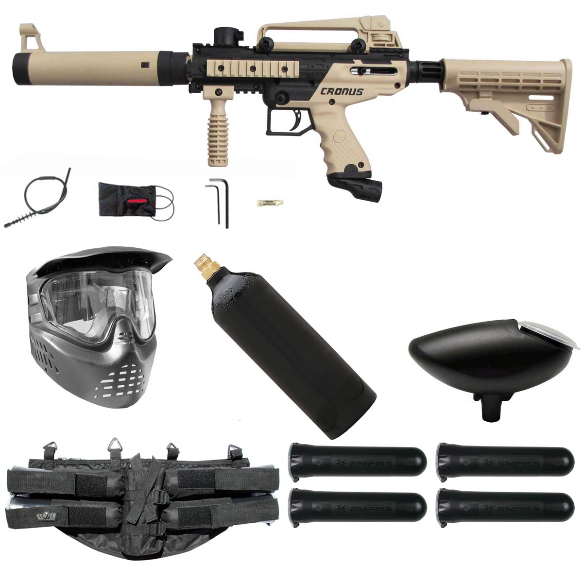 Tippmann Cronus Tactical Paintball Gun Starter Package Tan / Black