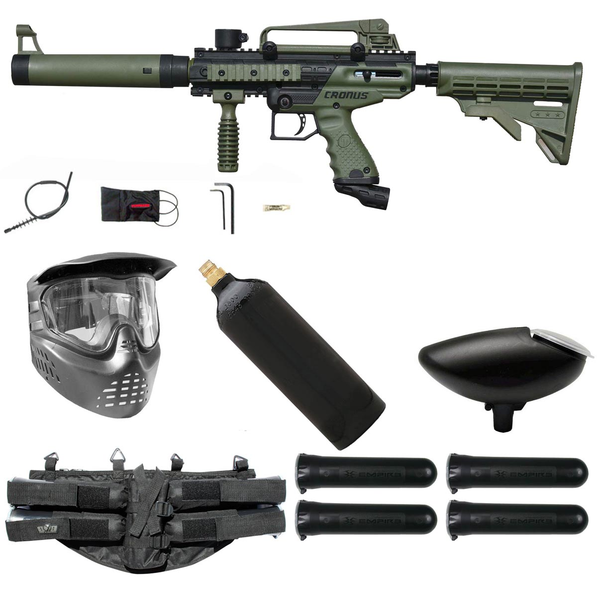 Tippmann Cronus Tactical Paintball Gun Starter Package Olive / Black