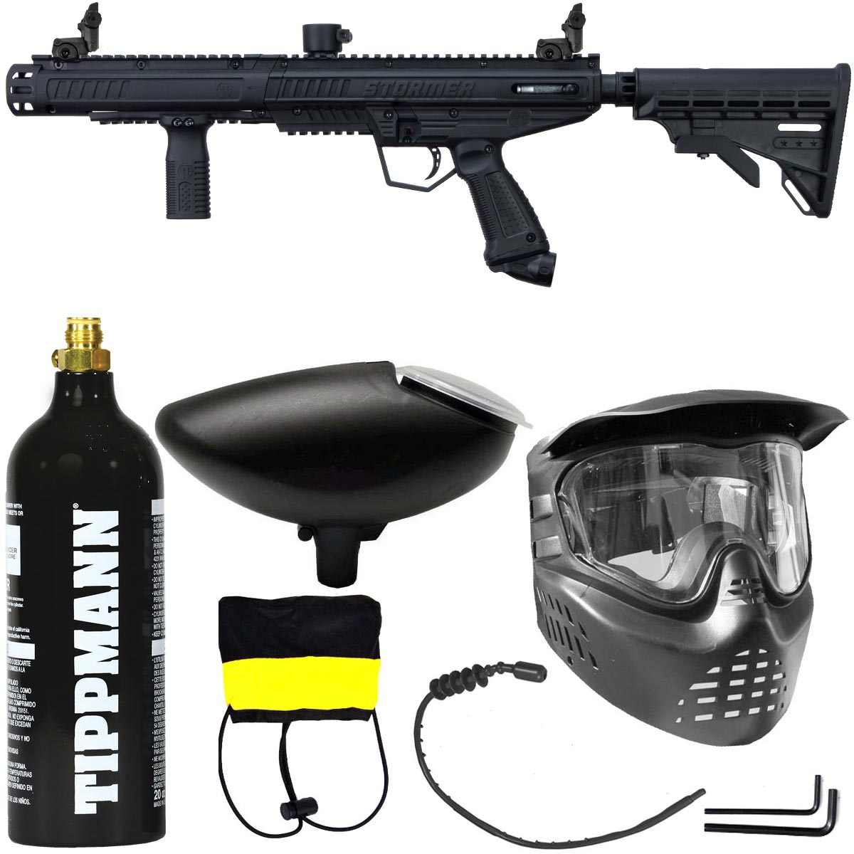 Tippmann Stormer Tactical Paintball Marker Black CO2 Package