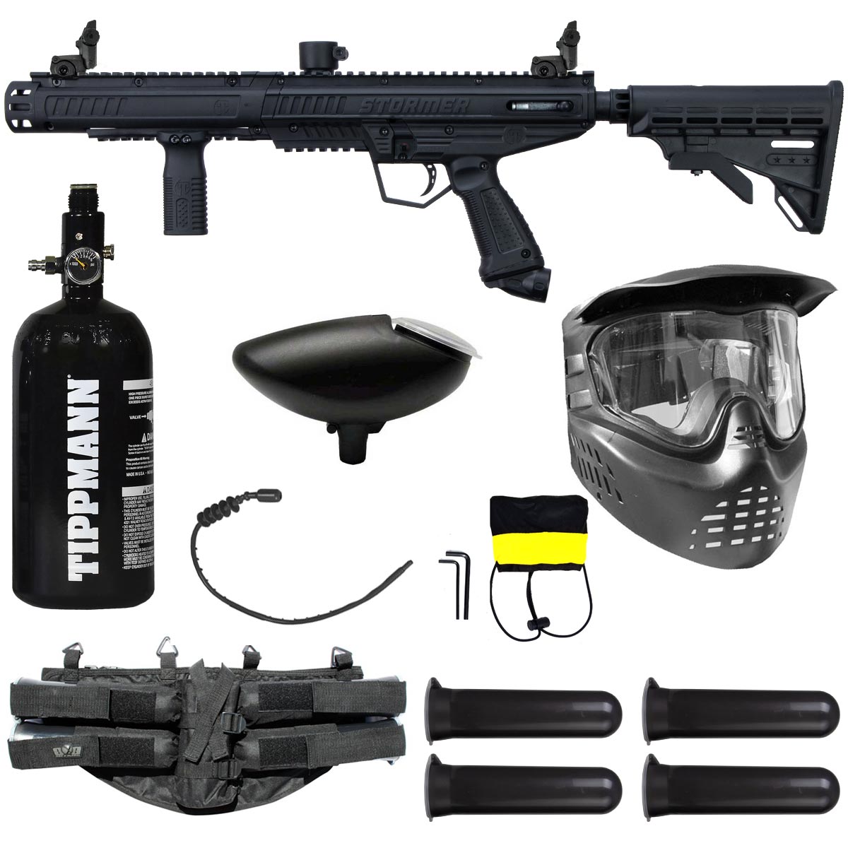 Tippmann Stormer Tactical Paintball Marker Black Rookie Package