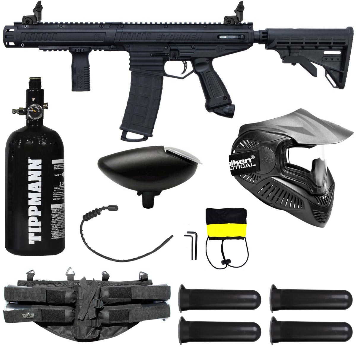 Tippmann Stormer Elite Dual Feed Paintball Marker Black Rookie Thermal Package