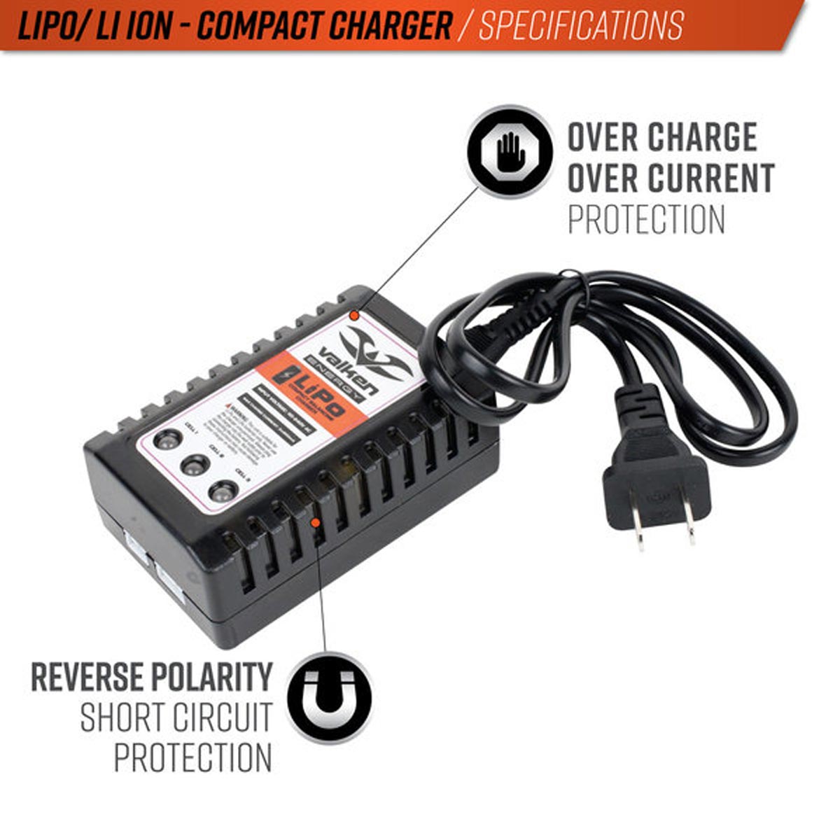 Valken Compact Balancing 2-3 Cell Lipo/Life Charger USA