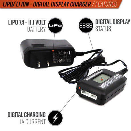 Valken Energy Digital Display 2-3 Cell Li-Ion/LiPo Smart Charger USA