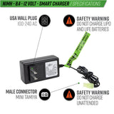 Valken Airsoft NiMH Smart Charger - Fast 1A - 8.4V-12V