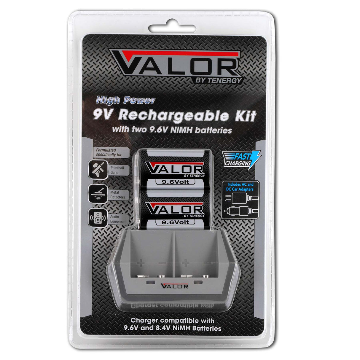 Tenergy Valor 9.6V NiMH Rechargeable Battery Kit with Charger and 2X Batteries