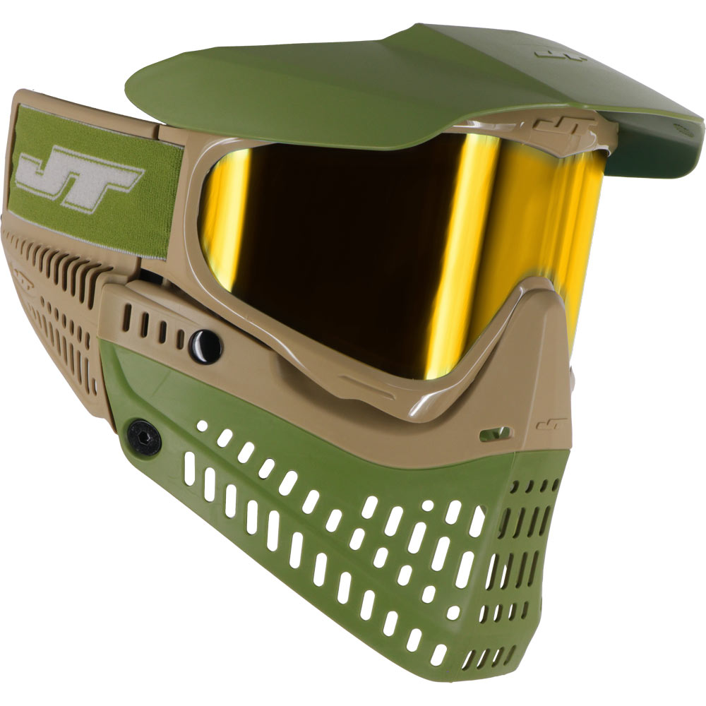 JT Proflex LE Paintball Goggles Tan Olive w Prizm Yellow Mirror Lens