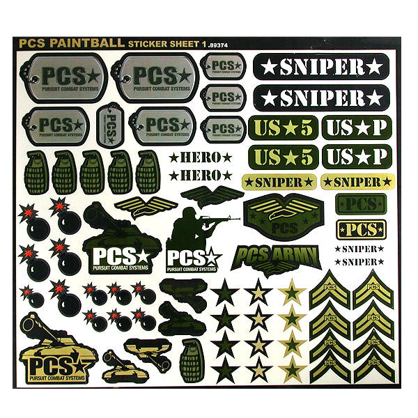 PCS Paintball Sticker Sheet # 1