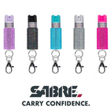 Sabre Pepper Spray Jeweled with Snap Clip Silver