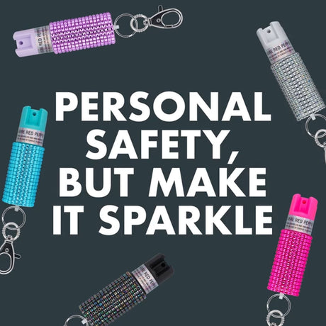 Sabre Pepper Spray Jeweled with Snap Clip Pink