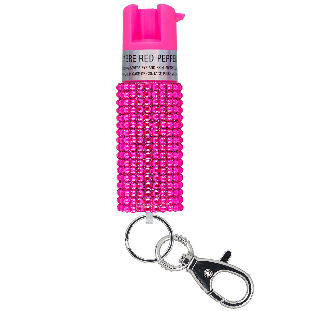 Sabre Pepper Spray Jeweled with Snap Clip Pink