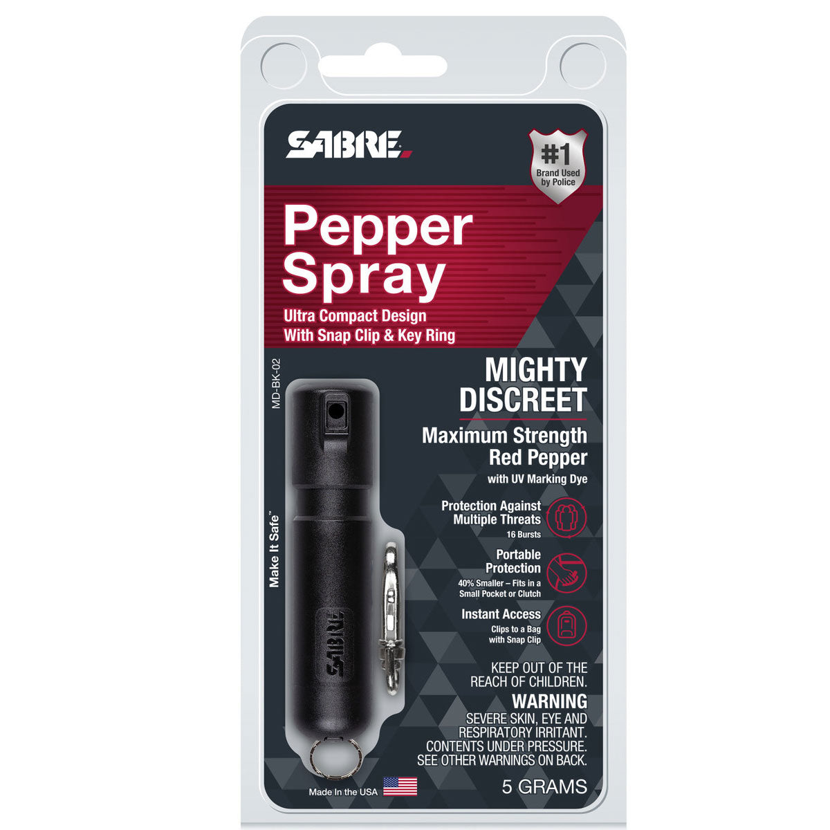 Sabre Mighty Discreet Pepper Spray with Snap Clip Keychain Mint