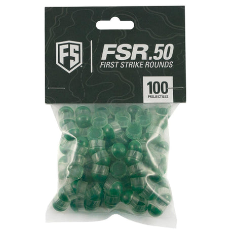 First Strike Rounds 100 Count .50 Caliber Clear Green Shell Green Fill