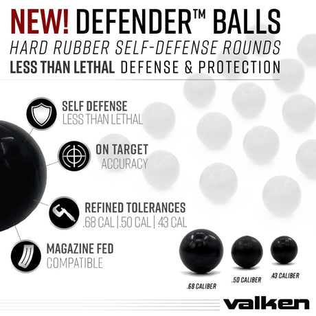 Valken Defender .68 Caliber Hard Rubber Balls 25 Pack