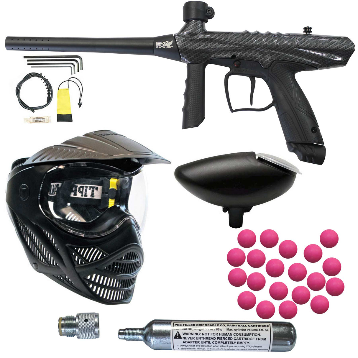 Tippmann Gryphon Paintball Gun FX Carbon Fiber Marker Players Kit