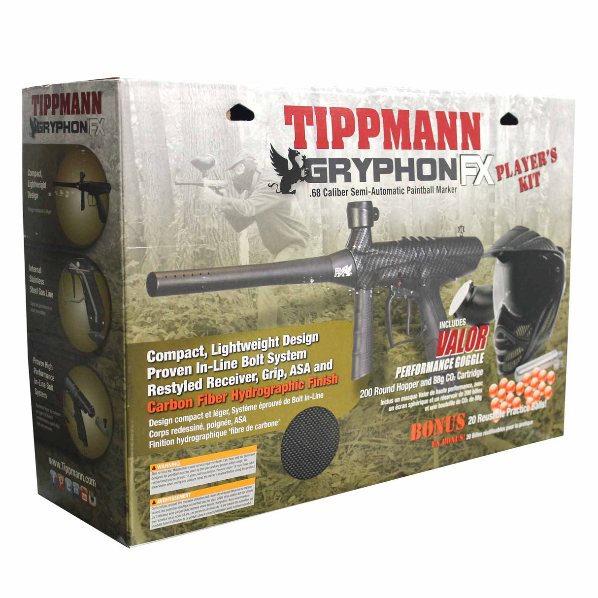 Tippmann Gryphon Paintball Gun FX Carbon Fiber Marker Players Kit